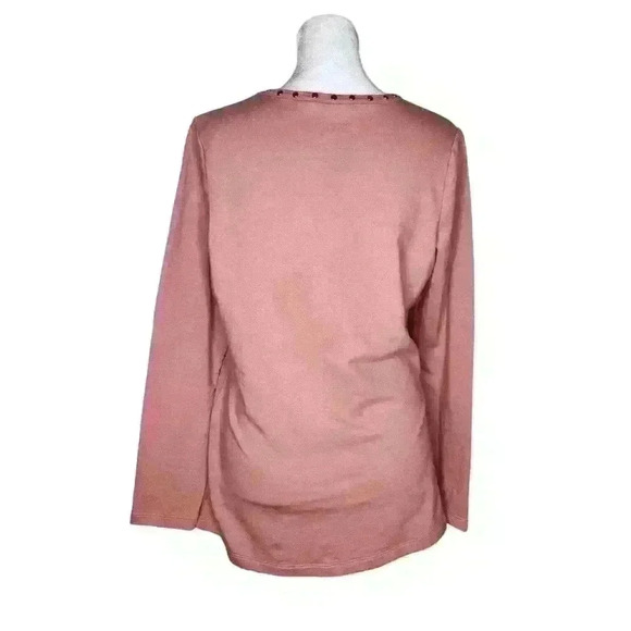 d&Co. Denim + Company pink long sleeve studded top size XXS - Picture 2 of 7